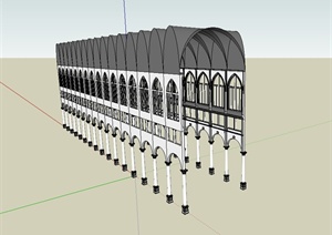 某欧式风格详细完整的长廊设计SU(草图大师)模型