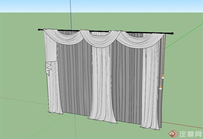 三种不同的窗帘设计su模型(1)