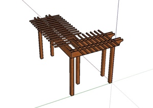 某现代风格详细全木质廊架设计SU(草图大师)模型