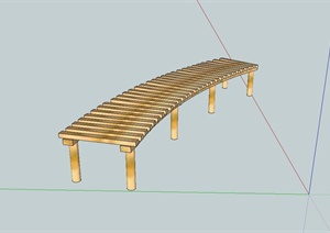 现代风格详细全木质完整廊架设计SU(草图大师)模型