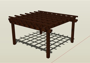 现代风格园林详细完整的木质廊架设计SU(草图大师)模型