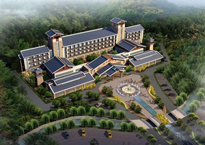 现代中式酒店详细建筑设计SU(草图大师)模型