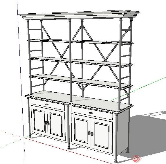 现代玄关柜置物架su模型(1)