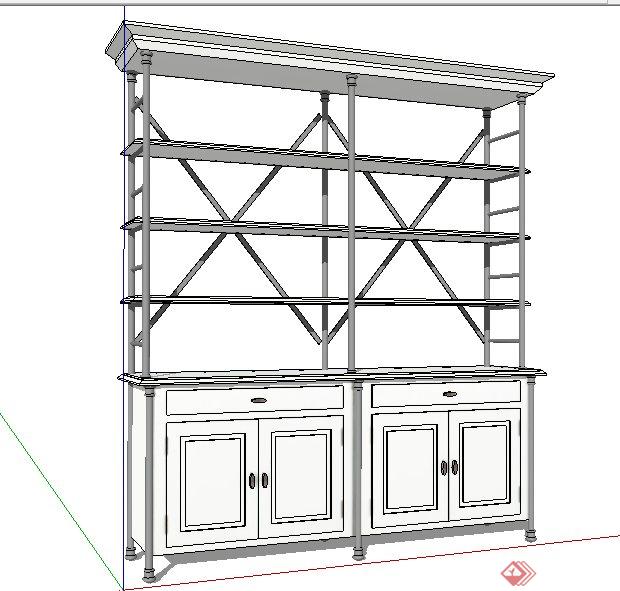现代玄关柜置物架su模型(2)