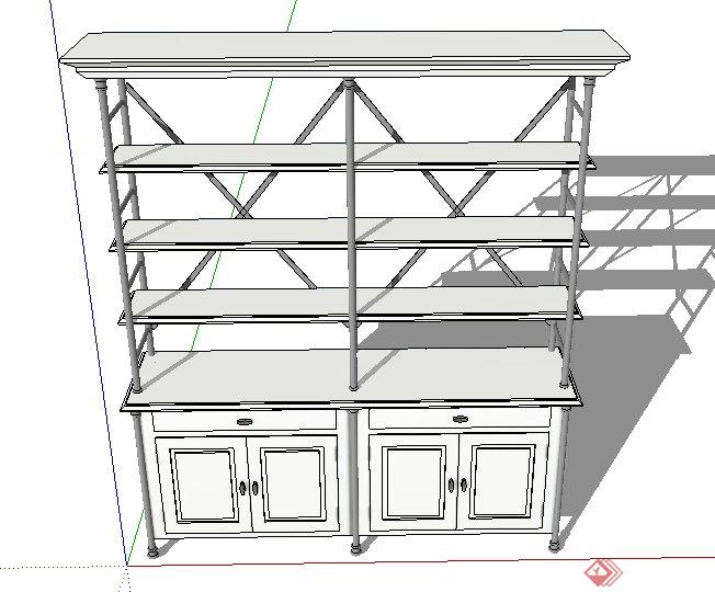 现代玄关柜置物架su模型(3)
