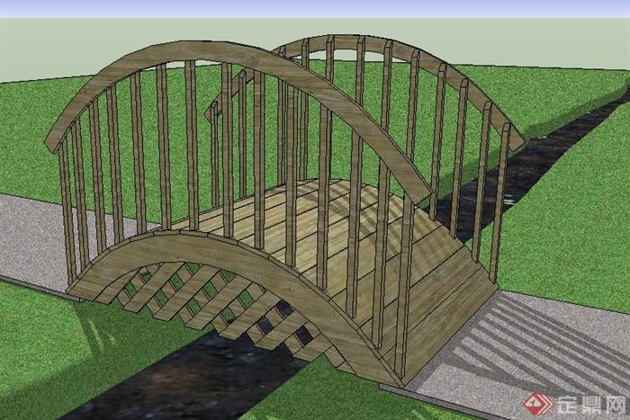 景观拱形木桥设计su模型(2)
