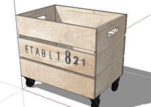 小木箱置物箱Su模型