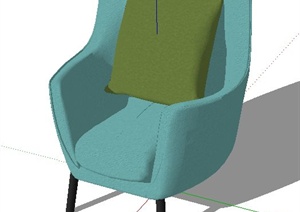 简约蓝色单人沙发设计Su模型