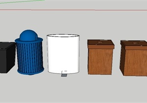 多款户外垃圾桶素材SU(草图大师)模型