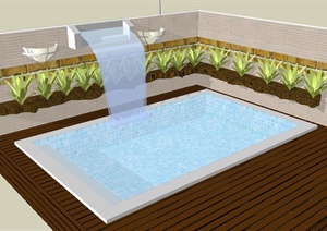 现代风格庭院泳池设计SU(草图大师)模型