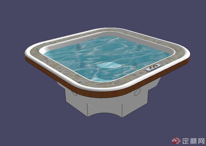 现代风格详细室内浴缸设计su模型(1)