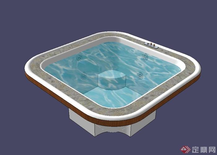 现代风格详细室内浴缸设计su模型(2)
