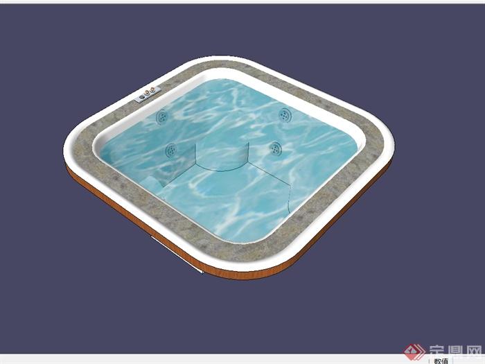 现代风格详细室内浴缸设计su模型(3)