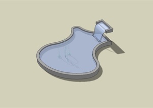 现代风格跌水喷泉水池设计SU(草图大师)模型