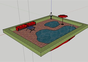 现代风格庭院温泉泳池设计SU(草图大师)模型