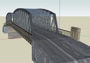 现代钢架结构桥设计SU(草图大师)模型
