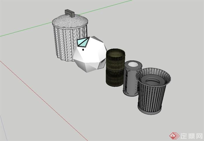 五个不同的垃圾箱设计su模型(2)