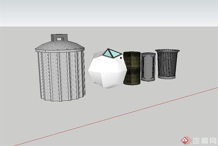 五个不同的垃圾箱设计su模型(1)