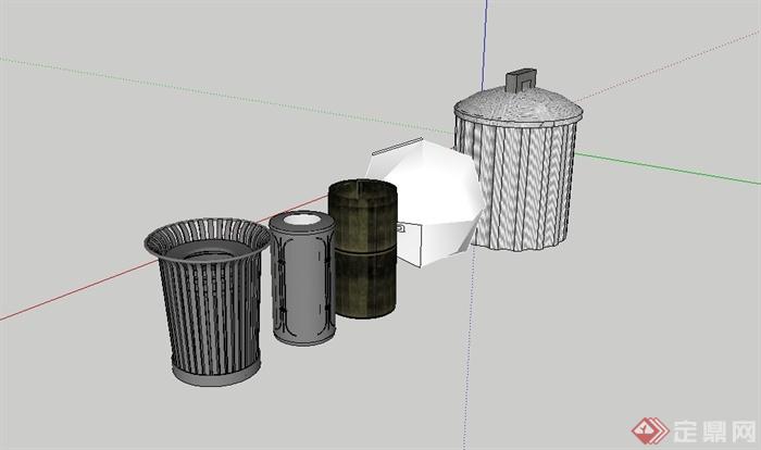 五个不同的垃圾箱设计su模型(3)