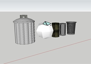 五个不同的垃圾箱设计SU(草图大师)模型