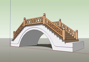 现代中式风格过河拱桥园桥设计SU(草图大师)模型