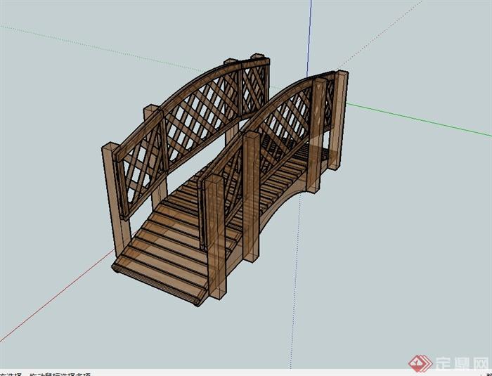 现代全木质园桥详细设计su模型(1)