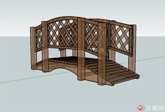 现代全木质园桥详细设计su模型(2)