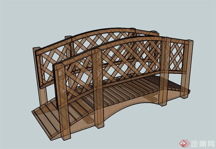 现代全木质园桥详细设计su模型(3)