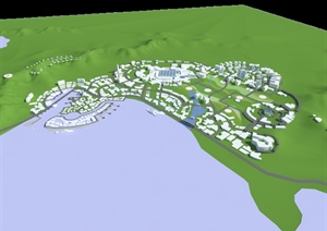 某现代城市海湾规划SU(草图大师)模型
