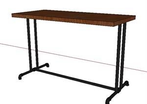 工业风木桌设计SU(草图大师)模型
