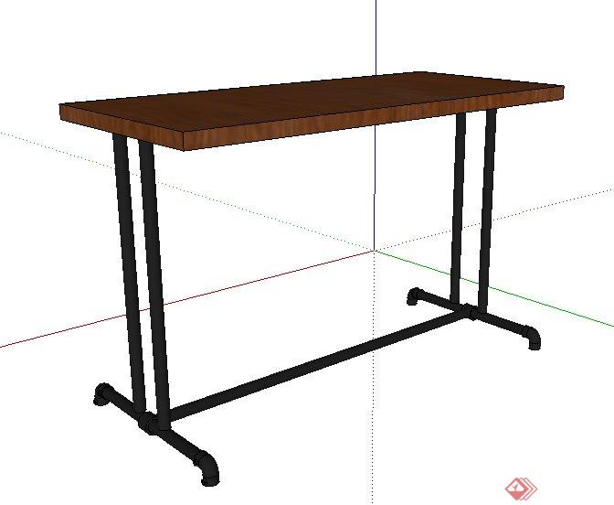 工业风木桌设计su模型(2)