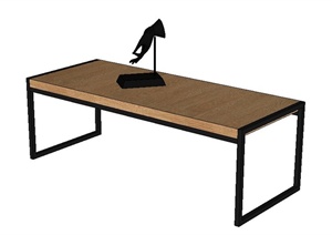室内家具——矩形木桌设计SU(草图大师)模型