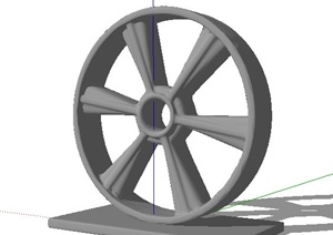 室内装饰轮子摆件SU(草图大师)模型