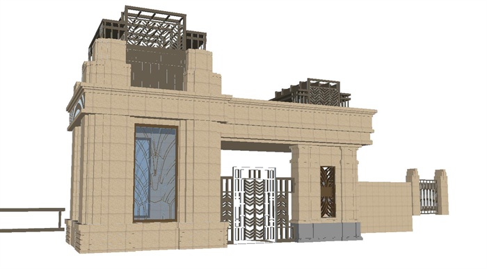 一个新古典小区主大门设计方案ＳＵ模型(1)