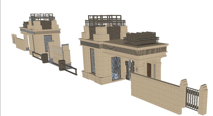 一个新古典小区主大门设计方案ＳＵ模型(2)