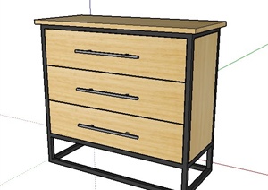 木质边柜床头柜SU(草图大师)模型