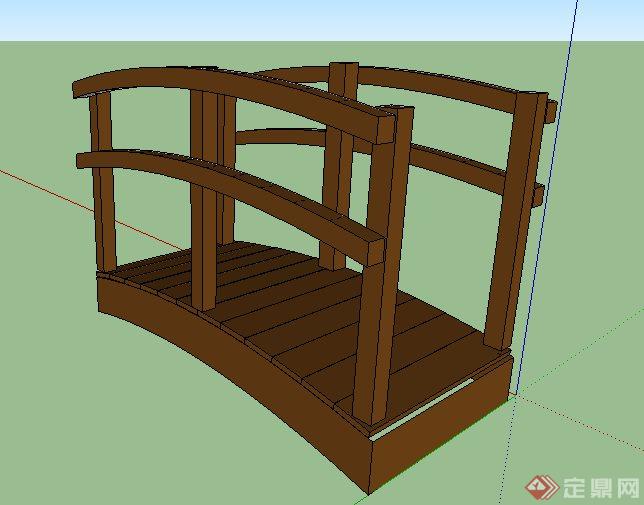 景观拱形小木桥设计su模型(1)