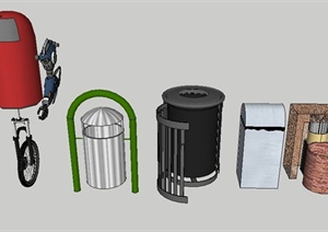 5种户外景观垃圾桶素材SU(草图大师)模型