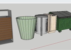 5款现代风格垃圾桶素材SU(草图大师)模型