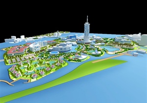 现代风格大型城市设计规划高精SU(草图大师)模型