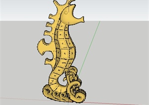 独特造型的海马雕塑小品设计SU(草图大师)模型