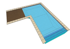 某现代风格庭院泳池设计SU(草图大师)模型