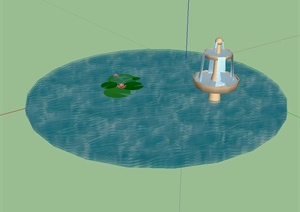 现代风格喷泉水池水景设计SU(草图大师)模型