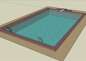 现代风格泳池水池设计SU(草图大师)模型