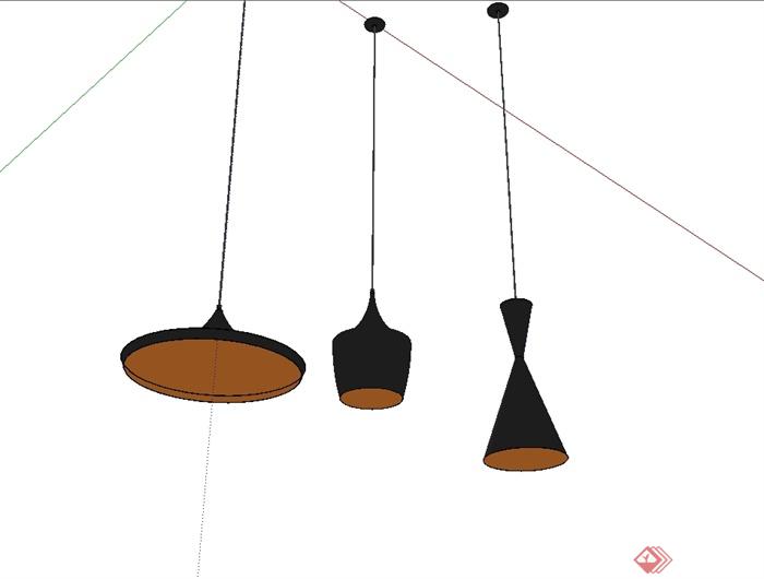 室内空间三种不同的灯具设计su模型(1)