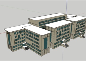 某现代风格办公楼及庭院景观设计SU(草图大师)模型