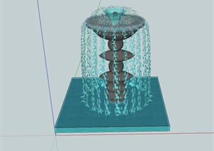 现代风格详细的喷泉水钵景观设计SU(草图大师)模型