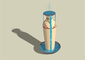 现代风格喷泉花瓶水景设计SU(草图大师)模型