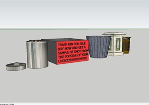 多个详细完整的垃圾箱设计SU(草图大师)模型