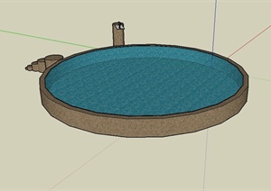 现代风格圆形温泉泳池设计SU(草图大师)模型